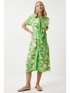 Happiness Istanbul Sukienka w kolorze zielono-białym rozmiar: 44. Zielone sukienki Happiness Istanbul, bez wzorów, z tkaniny, bez kołnierzyka, bez ramiączek, midi. Za 87,95 zł.