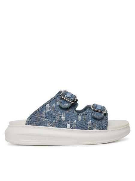 KARL LAGERFELD Klapki Kapri Slide KL62505A Niebieski. Niebieskie klapki KARL LAGERFELD, bez wzorów, z materiału, bez obcasa. Za 409,99 zł.