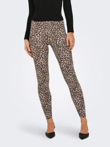 ONLY Legginsy w kolorze jasnobrązowo-czarnym rozmiar: XS. Brązowe legginsy ONLY, bez wzorów, z bawełny, z podwyższonym stanem. Za 43,88 zł.