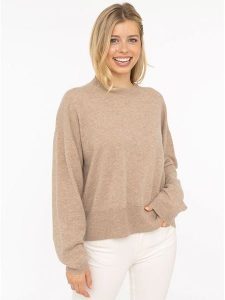 Zwillingsherz Kaszmirowy sweter w kolorze beżowym rozmiar: M. Brązowe swetry oversize Zwillingsherz, m, bez wzorów, z kaszmiru, bez ramiączek. Za 459,04 zł.