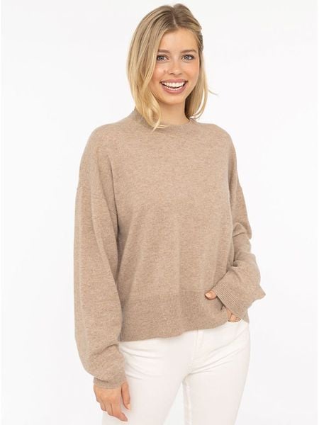 Zwillingsherz Kaszmirowy sweter w kolorze beżowym rozmiar: M. Brązowe swetry oversize Zwillingsherz, m, bez wzorów, z kaszmiru, bez ramiączek. Za 439,24 zł.