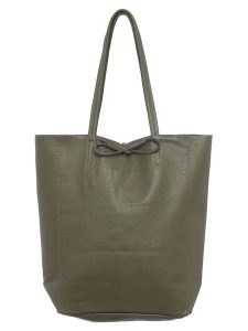 Zwillingsherz Skórzany shopper bag w kolorze oliwkowym - 40 x 45 cm rozmiar: onesize. Brązowe shopper bag Zwillingsherz, bez wzorów, z materiału, na ramię, bez dodatków. Za 237,17 zł.