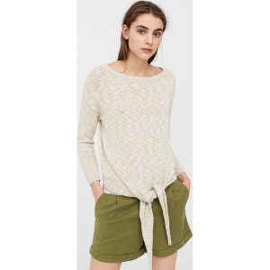 Mango - Sweter Nudo. Szare swetry klasyczne marki Mango, z bawełny, z krótkim rękawem. W wyprzedaży za 49,90 zł.