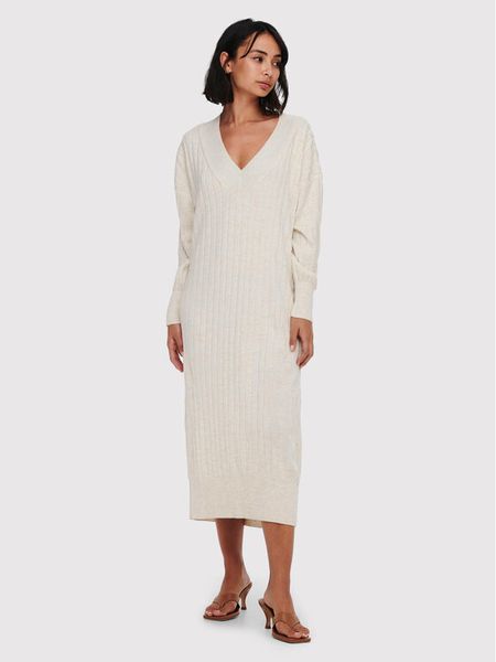 ONLY Sukienka dzianinowa New Tessa 15236372 Beżowy Regular Fit. Brązowe kombinezony ONLY, s, bez wzorów, z dzianiny, bez kołnierzyka, bez ramiączek. Za 109,99 zł.