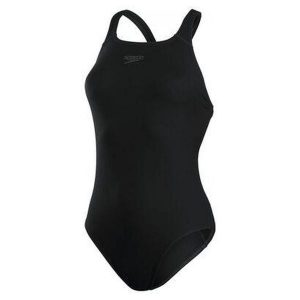 Damski jednoczęściowy kostium kąpielowy Speedo Eco+ Medalist. Czarne stroje jednoczęściowe Speedo, bez wzorów. Za 179,99 zł.