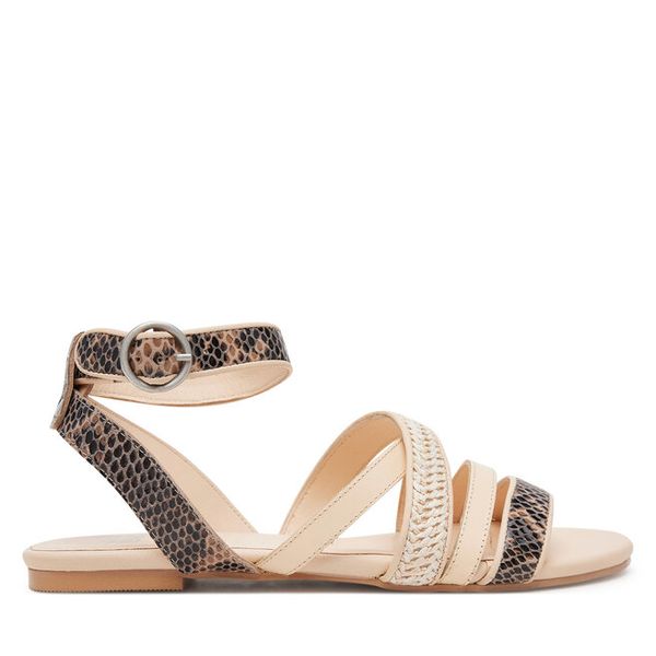 Sandały Bronx. Brązowe sandały Bronx, bez wzorów, bez obcasa, na płaskiej podeszwie, bez zapięcia. Za 259,99 zł.