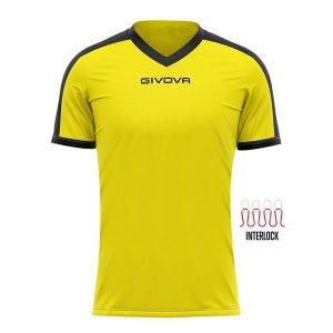 Koszulka piłkarska dla dorosłych Givova Revolution Interlock. Czarne bluzki Givova, m, bez wzorów, sportowe, bez kołnierzyka, bez ramiączek. Za 159,99 zł.