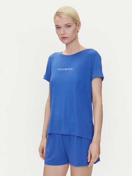 Emporio Armani T-Shirt EW000780 AF12192 UA012 Niebieski Regular Fit. Niebieskie t-shirty Emporio Armani, s, bez wzorów, z wiskozy, bez kołnierzyka, bez ramiączek. Za 179,99 zł.