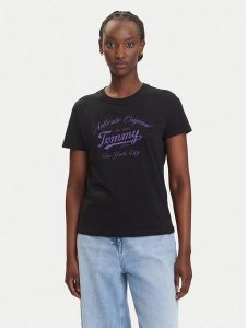 Tommy Jeans T-Shirt Essential DW0DW21404 Czarny Regular Fit. Czarne t-shirty Tommy Jeans, xs, bez wzorów, z bawełny, bez kołnierzyka, bez ramiączek. Za 89,99 zł.