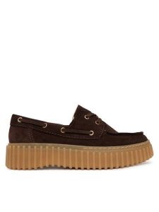 Clarks Półbuty Torhill Boat 26186647 Brązowy. Brązowe półbuty Clarks, bez wzorów, ze skóry, bez obcasa, na płaskiej podeszwie, bez zapięcia. Za 466,99 zł.