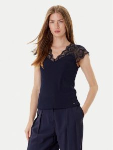 Morgan Bluzka 251-DELI Granatowy Slim Fit. Niebieskie bluzki Morgan, s, bez wzorów, z syntetyku, bez kołnierzyka, bez ramiączek. Za 89,99 zł.