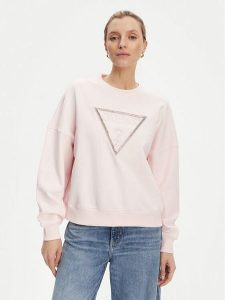 Guess Bluza W5YQ04 KC8I0 Różowy Regular Fit. Czerwone bluzy Guess, s, z aplikacjami, z bawełny, bez kaptura. Za 299,99 zł.