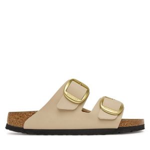 Klapki Birkenstock. Brązowe klapki Birkenstock, bez wzorów, bez obcasa. Za 458,99 zł.
