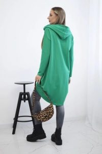 Bluza z długim tyłem i kapturem jasno zielona. Zielone bluzy KESI, l, bez wzorów, z bawełny. Za 229,98 zł.