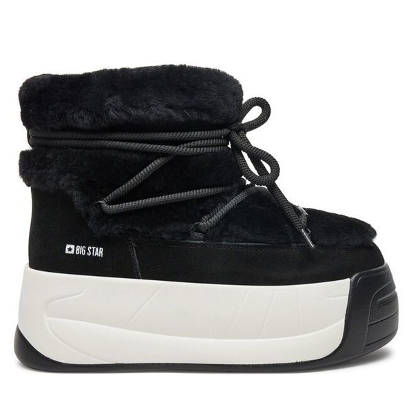 Śniegowce Big Star Shoes. Czarne buty zimowe BIG STAR SHOES, bez obcasa, bez zapięcia. Za 289,99 zł.