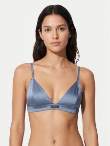 Calvin Klein Underwear Biustonosz braletka Signature Satin LV00QF8392 Niebieski jasny. Niebieskie biustonosze Calvin Klein Underwear, bez wzorów, z syntetyku. Za 169,99 zł.