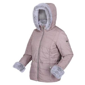 Kurtka turystyczna damska Willabella zimowa. Fioletowe kurtki Regatta, na zimę, bez wzorów, z puchu, bez kaptura. W wyprzedaży za 283,10 zł.