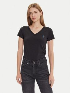 Karl Lagerfeld Jeans T-Shirt A2W17097 Czarny Regular Fit. Czarne t-shirty Karl Lagerfeld Jeans, xl, bez wzorów, z bawełny, bez kołnierzyka, bez ramiączek. Za 139,99 zł.