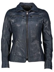 HIS Skórzana kurtka w kolorze granatowym rozmiar: 40. Niebieskie kurtki HIS, bez wzorów, ze skóry, bez kaptura. Za 461,21 zł.