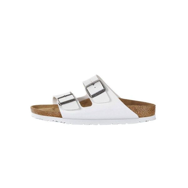Klapki damskie Birkenstock Arizona Bf. Białe klapki Birkenstock, bez wzorów, z materiału, bez obcasa. Za 239,00 zł.