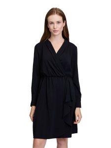 CARTOON Sukienka w kolorze czarnym rozmiar: 44. Czarne sukienki Cartoon, bez wzorów, bez kołnierzyka, bez ramiączek, midi, kopertowe. Za 153,34 zł.