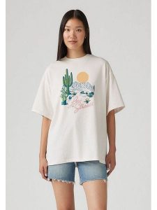 Levi's Koszulka w kolorze białym rozmiar: L. Białe bluzki Levi's®, l, bez wzorów, z bawełny, bez kołnierzyka, bez ramiączek. Za 88,02 zł.