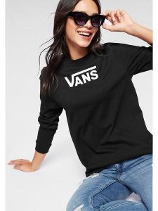Vans Koszulka w kolorze czarnym rozmiar: M. Czarne bluzki Vans, m, bez wzorów, z bawełny, bez kołnierzyka, bez ramiączek. Za 136,13 zł.