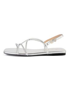 Loft37 Skórzane sandały "Ocean Blue" w kolorze srebrnym rozmiar: 35. Szare sandały Loft37, bez wzorów, z otwartym noskiem, bez obcasa, bez zapięcia. Za 304,99 zł.