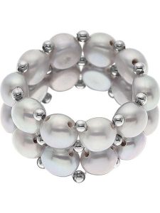 Mitzuko Pierścionek z pereł w kolorze srebrnym rozmiar: onesize. Szare pierścionki Mitzuko, z perłą, srebrne. Za 104,45 zł.