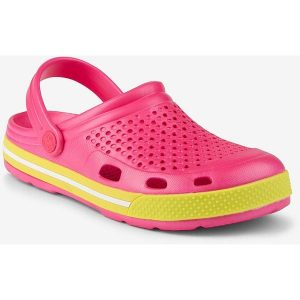 Glemo Coqui Lindo damskie klapki fluo różowy/fluo żółty. Czerwone klapki Coqui, bez wzorów, bez obcasa. Za 152,99 zł.