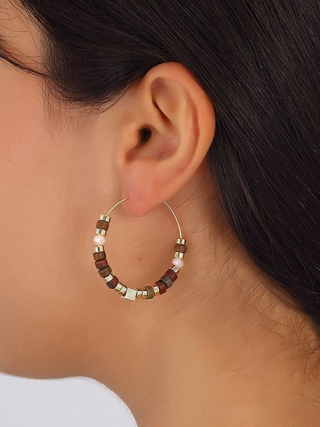 Nakkash Pozłacane kolczyki-kreole z kamieniem szlachetnym rozmiar: onesize. Żółte kolczyki Nakkash, pozłacane. Za 78,47 zł.