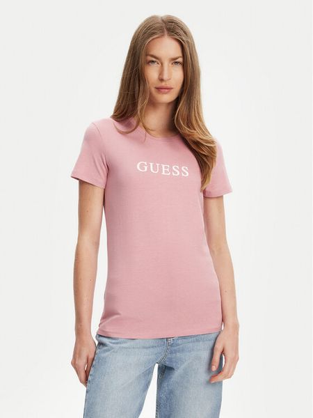 Guess T-Shirt O5RI01 KBBU1 Różowy Regular Fit. Czerwone t-shirty Guess, s, z aplikacjami, z bawełny, bez kołnierzyka, bez ramiączek. Za 79,99 zł.