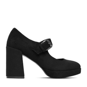 Czółenka JENNY. Czarne czółenka Jenny, bez wzorów, bez obcasa, na obcasie, bez zapięcia. Za 149,99 zł.