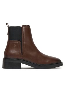 Tommy Hilfiger Sztyblety Minimal FW0FW08978 Brązowy. Brązowe botki TOMMY HILFIGER, bez wzorów, ze skóry, bez obcasa, na płaskiej podeszwie, bez zapięcia. Za 589,99 zł.