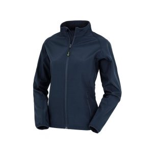 Damska kurtka z recyklingu Result Softshell. Niebieskie kurtki RESULT, bez wzorów, z softshellu, bez kaptura. Za 161,50 zł.