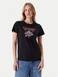 Guess T-Shirt W5YI38 I3Z14 Czarny Regular Fit. Czarne t-shirty Guess, xl, z aplikacjami, z bawełny, bez kołnierzyka, bez ramiączek. Za 139,99 zł.