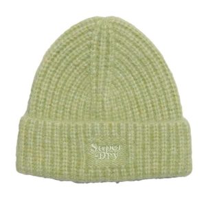 Damska czapka z dzianiny ściągaczowej Superdry. Zielone czapki Superdry, bez wzorów, z dzianiny, eleganckie. Za 123,35 zł.