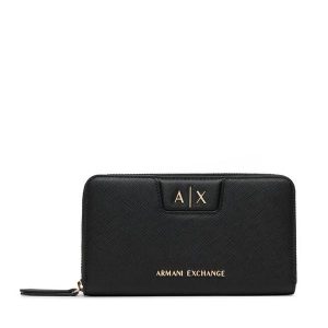 Portfel Armani Exchange. Czarne portfele Armani Exchange, bez wzorów. Za 404,99 zł.