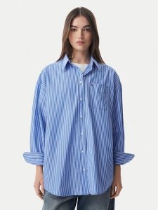 Tommy Jeans Koszula Essential DW0DW22936 Niebieski Oversize. Niebieskie koszule Tommy Jeans, xs, bez wzorów, z bawełny, bez kołnierzyka, bez ramiączek. Za 449,99 zł.
