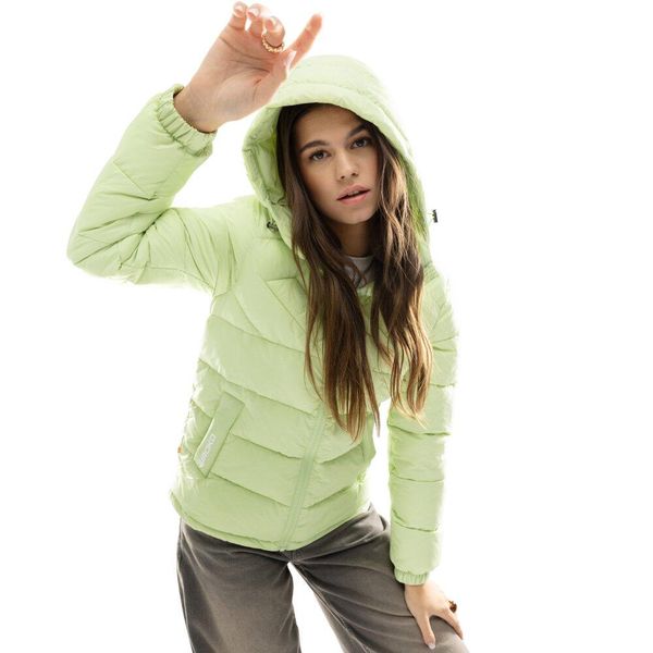 Kurtka puchowa lifestyle damska SIROKO Kale-W. Zielone kurtki SIROKO, m, bez wzorów, z materiału, bez kaptura. W wyprzedaży za 210,00 zł.