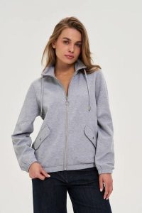 Bluza zapinana na zamek szara. Szare bluzy MOODO, l, bez wzorów, z elastanu, bez kaptura. Za 149,99 zł.