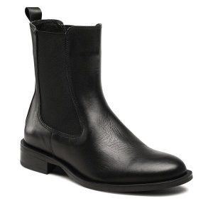 Sztyblety GINO ROSSI. Czarne botki Gino Rossi, bez wzorów, bez obcasa, na płaskiej podeszwie, bez zapięcia. Za 196,99 zł.