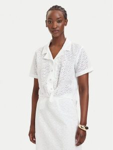 Guess Koszula W6GH48 W1881 Biały Classic Fit. Białe koszule Guess, xxl, z aplikacjami, z bawełny, bez kołnierzyka, bez ramiączek. Za 369,99 zł.