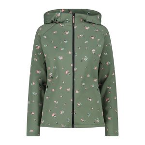 Damska kurtka wodoodporna CMP 4-way. Zielone kurtki CMP, bez wzorów, z softshellu, bez kaptura. Za 347,00 zł.