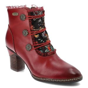 Czerwone Botki Laura Vita Eleganckie Buty Na Obcasie. Czerwone botki LAURA VITA, z aplikacjami, ze skóry, bez obcasa, na obcasie, bez zapięcia. Za 409,00 zł.