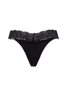 Calvin Klein Stringi Kobiety Sztuczne włókno czarny, L. Czarne stringi Calvin Klein, bez wzorów, z koronki. Za 99,95 zł.