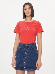 Pepe Jeans T-Shirt Wendy PL505480 Czerwony Regular Fit. Czerwone t-shirty Pepe Jeans, xl, bez wzorów, z bawełny, bez kołnierzyka, bez ramiączek. Za 99,99 zł.