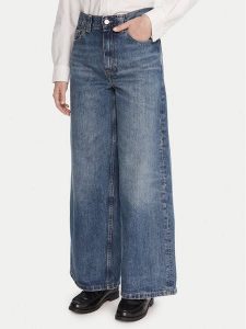 Tommy Hilfiger Jeansy WW0WW46731 Niebieski Wide Leg. Niebieskie jeansy TOMMY HILFIGER, bez wzorów, z bawełny. Za 519,99 zł.