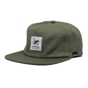 Czapka Trucker - Płaski Daszek - Bawełna Organiczna (Zielony). Zielone czapki SURF MONKEY, bez wzorów, z bawełny, sportowe. Za 139,95 zł.