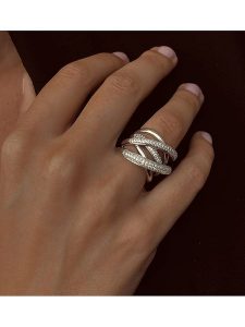 Eclat d'Argent Srebrny pierścionek z cyrkoniami rozmiar: 52. Szare pierścionki Eclat d'Argent, z cyrkonią, srebrne. Za 285,49 zł.
